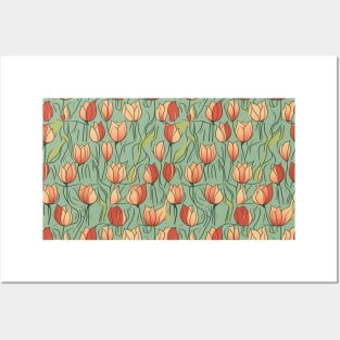 Tulips Flower Seamless Pattern V7 Posters and Art